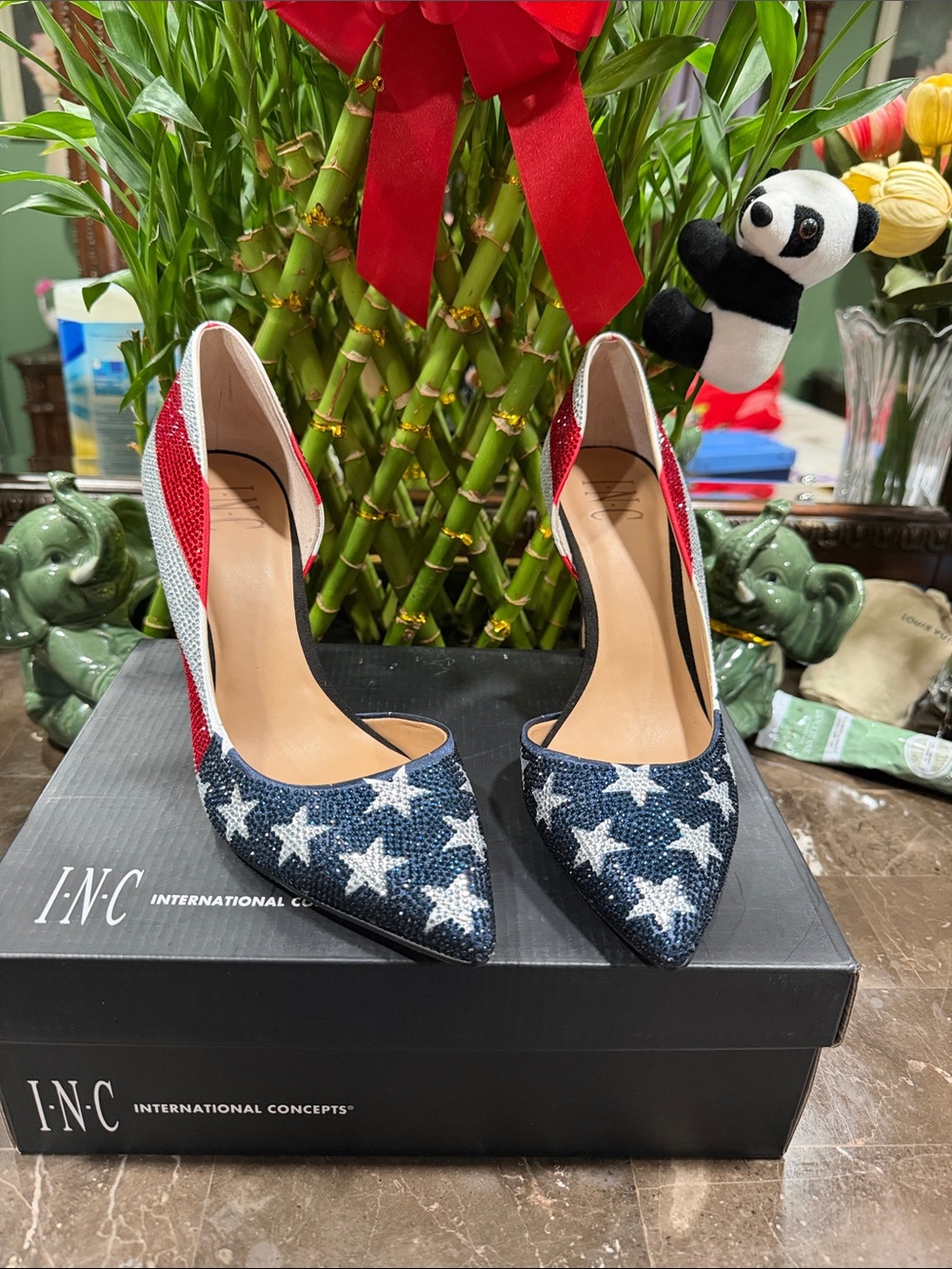 INC International Concepts Women's Red White and Blue Star Pointed-Toe Pumps